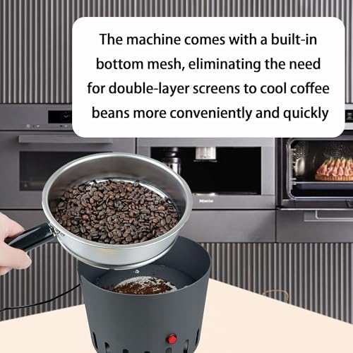 Coffee Bean Cooler Electronic Bean Cooling Machine with 304 Stainless Steel Mesh Two Layers 1.3lb Big Capacity Household Roasting (1 Layer with Handle)