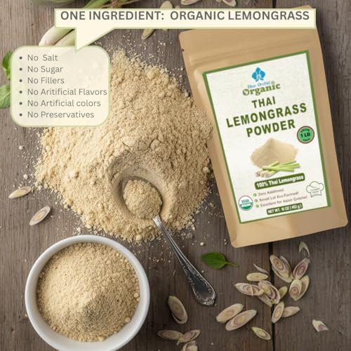 Lemongrass Powder | Organic Dried Thai Spice Herb | Freshly Ground Lemon Grass Stalks | Culinary Grade Seasoning for Cooking and Tea (16 OZ)