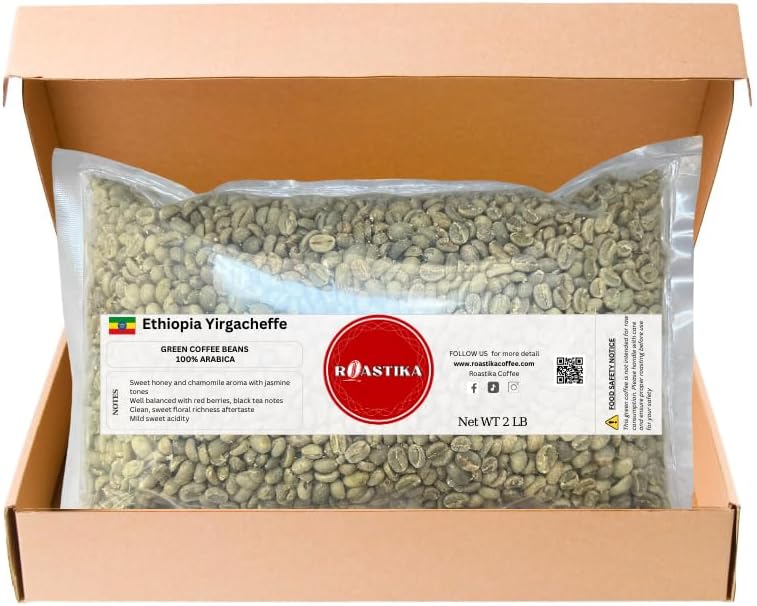 Roastika - Ethiopia Yirgacheffe - Premium Green Coffee Bean - Unroasted Coffee Bean - 2lb