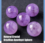 Natural Amethyst Crystal Ball Healing Crystals Sphere with Wooden Stand Meditation Home Decor for Divination Meditation Feng Shui Home Office Desk Decor,5~5.5cm