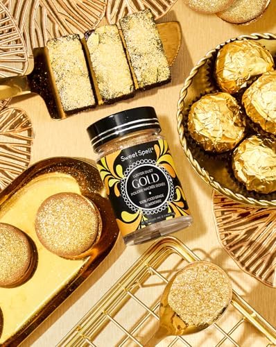 Sweet Spell Gold Luster Dust Edible Glitter (15g) - Shimmer Pearl Dust Powder for Decorating Cakes, Chocolate, Drinks, Cocktails - 100% Edible, Food Grade, Vegan, Gluten-Free