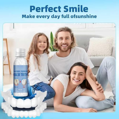 Temporary Snap on Veneers Dentures for Men and Women, Natural Nice-Looking Top and Bottom Dentures Fake Teeth, Comfort Fit Your Smile in Minutes