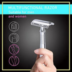 BAILI Classic 3-Piece Metal Double Edge Eco Safety Razor Long Handle Wet Shaving Kit for Men Women with 5 Platinum Blades BD191