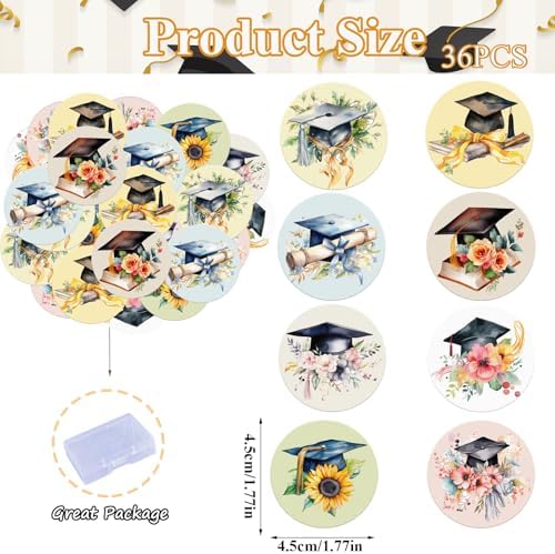 36pcs Edible 2026 Graduation Cupcake Toppers Wafer Paper Grad Cap Diploma Cake Decorations Edible Class of 2026 Cupcake Picks for 2026 Graduation Theme Party Cake Decor Supplies