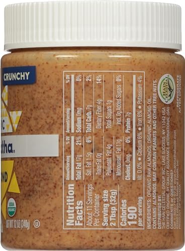 MaraNatha Organic Crunchy Raw Almond Butter, 12 Ounce Jar