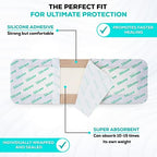 MedVance Bordered Adhesive Silicone Foam Dressing Pack of 10 - Waterproof Silicone Pad - Easy Apply & Remove Sterile Bandages - Wound Care & Dressings for Burns & More (4"x12" Bandage, 2.4"x10.4" Pad)