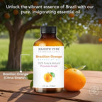 Majestic Pure Essential Oil with Glass Dropper - 100% Pure and Natural - Essential Oils for Diffuser, Aromatherapy, Soap and Candle Making, Brazillian Orange Essential Oil, Orange Oil, 4 Fl Oz