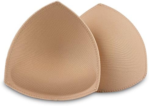Bra Pad Inserts 4 Pairs, Bra Pads Sewn Padded for Sports Bra A/B or C/D,D/E Cup Beige or Black, White Optional