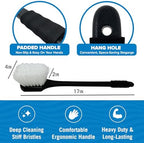 Stiff Hand Scrub Brush, Large Handle Heavy Duty Tire and Wheel Cleaning Tool, Outdoor Boat Scrubber with Handle, Carpet Cleaner, All-Purpose Cleaning Brush
