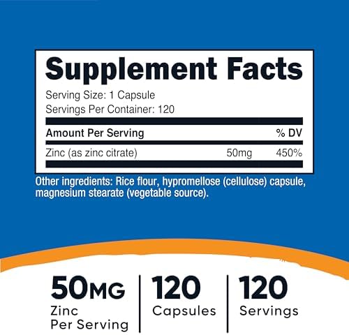 Nutricost Zinc Citrate (50 mg) 120 Capsules - Zinc Citrate Supplement for Men & Women, Vegan