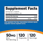 Nutricost Zinc Citrate (50 mg) 120 Capsules - Zinc Citrate Supplement for Men & Women, Vegan