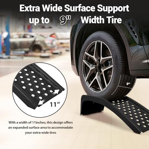 Garvee 8 in Lift Solid Steel Car Ramp 8000 LBS Capacity, 2000 LBS Per Ramps, Heavy Duty Truck Ramps for Car Repair or Vehicle Maintenance, 2 Pack Car Ramps, Black