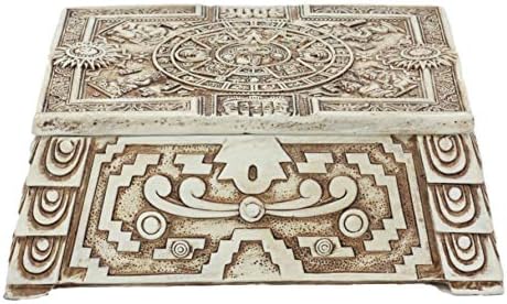 Ebros Gift Mexica Aztec Maya Solar Sun Gods and Goddesses Mesoamerican Calendar Jewelry Treasure Trinket Jewelry Box Figurine