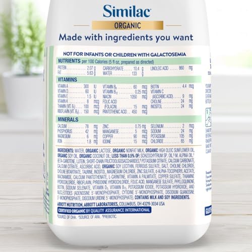 Similac Organic Infant Formula, Easy to Digest, USDA-Certified Organic, Ready to Feed, 32-fl-oz Bottle, Pack of 6