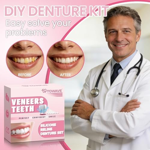 Snap on Veneers, Natural-Looking Dentures for Women & Men, Comfortable Top & Bottom Fake Teeth & Easy to Use 1 Pair (1 Count (Pack of 1))