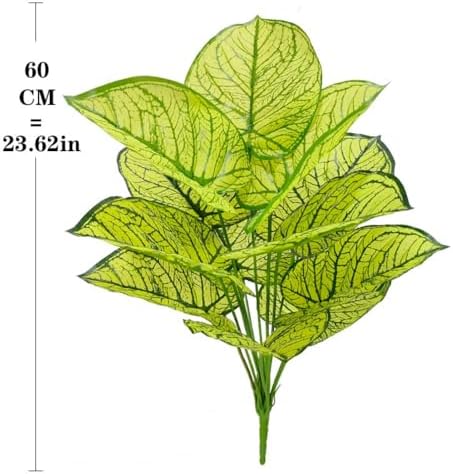 Artificial Potted Caladium Plant with Lifelike Green Leaves, Ornament Artificial Plants Simulated Potted Bonsai Decoration Tree Leaf Potted Garden Floor Home Room Decorate (Yellow(No Flowerpot), 60cm)