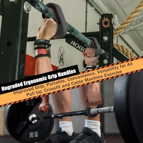 Pull Up Handles Neutral Grip: Portable Barbell Grip with 2 Detachable Straps for Cable Machine LAT Pull Down T-bar Row Deadlift Shrug
