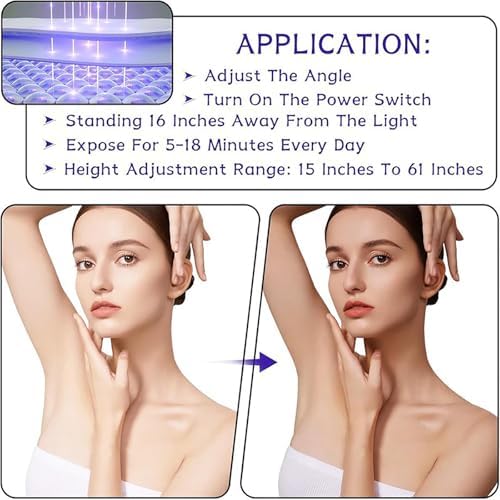 Tanning Lamp for Home Use, Tanning Thearpy Light - 420 LED Therapy Light with 360° Adjustable Stand (15-61” Height) & 5-30 Min Timer for Even Bronze/Wheat Skin Tone