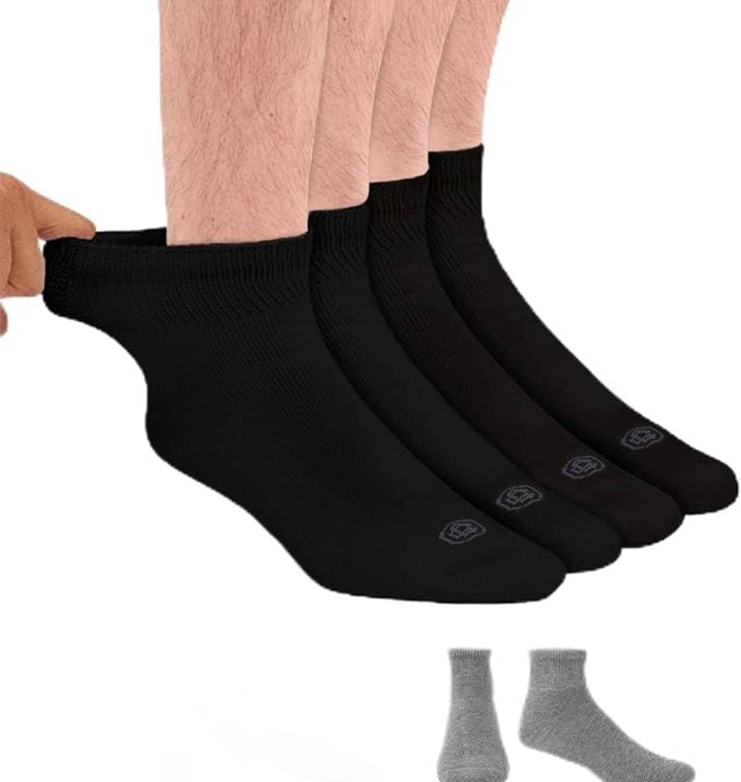 Doctor's Choice Diabetic Socks for Men, Seamless Socks with Non Binding Top, 4 Pairs, Large 9-12 & X-Large 13-15