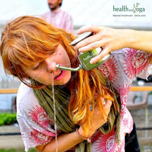 HealthAndYoga™ SteloKleen Stainless Steel Neti Pot for Sinus Congestion (Ayurvedic JalNeti)