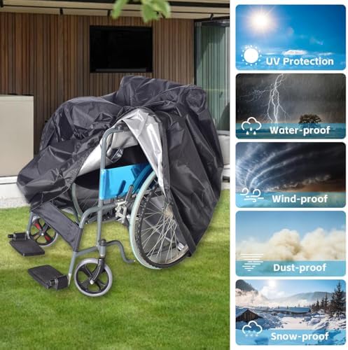 Wheelchair Cover with Adjustable Drawstring - Waterproof Dustproof Windproof Protective Cover for Electric Wheelchairs, UV & Snow Protection, Indoor & Outdoor Use