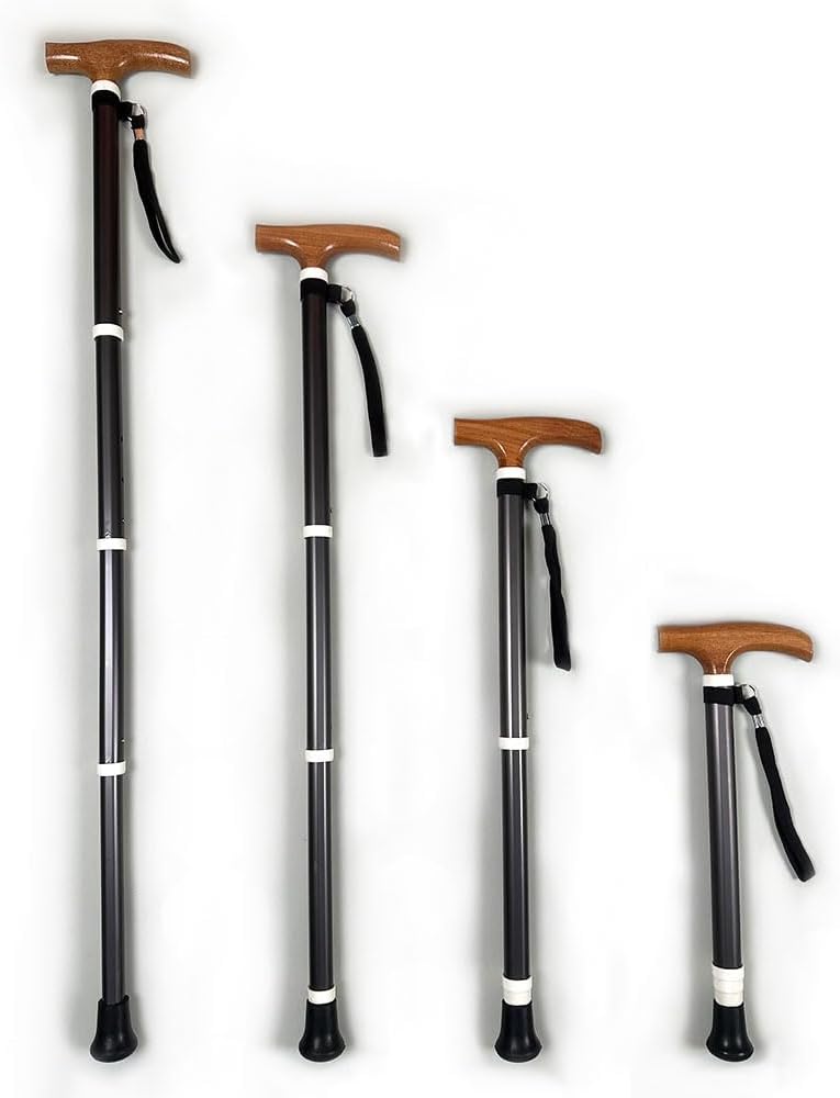 Lightweight Wooden Walking Sticks Telescopic Walking Cane Extendable Aluminum Crutches for Adults