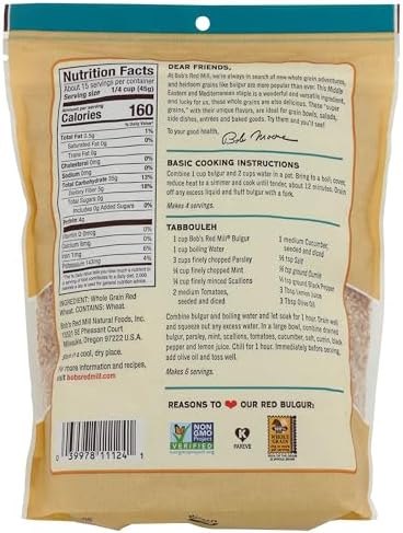 Bob's Red Mill Red Bulgur/Red Wheat, 24oz (Pack of 1)- Whole Grain, Non GMO, Vegan, Kosher