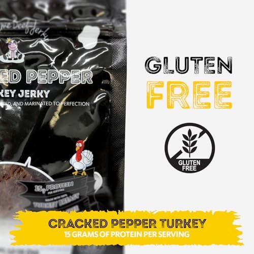 Supreme Beef Jerky, Halal Turkey Jerky, Zabiha Halal Certified Jerky, Gluten Free, Handcrafted Gourmet Meat Snacks, 2.5 oz Cracked Pepper Turkey, 2.5 Ounce, Pack of 1