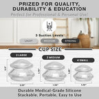 Lure Essentials Edge Silicone Cupping Set, Cupping Kit for Massage Therapy, Long Lasting Cups for Professional & Home Use, Body Sculpt Cup for Cellulite, Ultra Transparent Clear (8 Count)