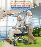 Wheelchairs for Adults,Transport Wheelchair Lightweight Foldable Chairs with Handbrakes,Portable Wheelchair Travel Wheel Chairs for Seniors，Up to 300lbs