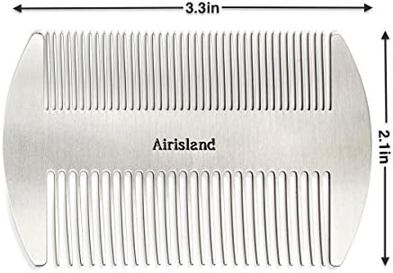 Airisland Dual Action Stainless Steel EDC Credit Card Size Wallet Comb - Anti-Static Hair and Beard Comb for Men