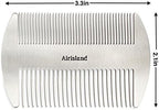 Airisland Dual Action Stainless Steel EDC Credit Card Size Wallet Comb - Anti-Static Hair and Beard Comb for Men