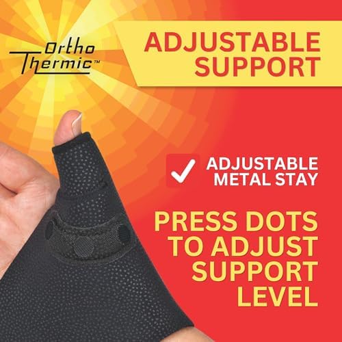 North Coast Medical OrthoThermic™ Warm CMC Thumb Brace — Non-Slip Thermal Restriction Splint for Arthritis, Stiffness & Tendinitis Relief - Black, Right Hand, Medium (7 to 8 inches)
