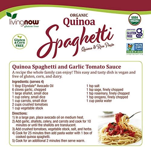 NOW Foods, Organic Quinoa Spaghetti, Gluten-Free, Corn-Free, Non-GMO, Quinoa and Rice Pasta, 8-Ounce (Pack of 3)
