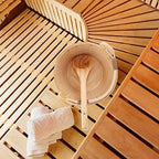 AIZYR Sauna Bucket and Ladle Set - Pine Wood Barrel with Plastic Liner and Handle for Sauna Hot Spring Bath Massage Bathtub