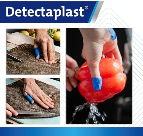 Detectaplast Universal Waterproof plasters, Metal detectable and Blue plasters, for Catering First aid kit in Food handling environments, Kitchen aid, 19 x 72, 25 x 72, Butterfly, Knuckle, 100 Strips
