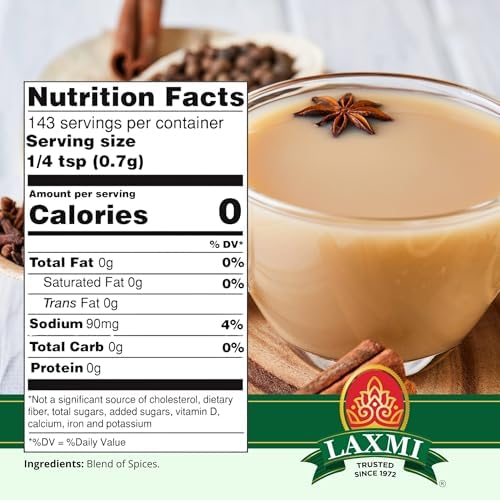 Laxmi Natural Tea Masala - Traditional Indian Tea Masala - 3.5oz (100g)