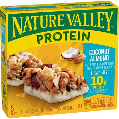 Nature Valley Protein Chewy Snack Bars, Coconut Almond, 5 Bars, 7.1 oz