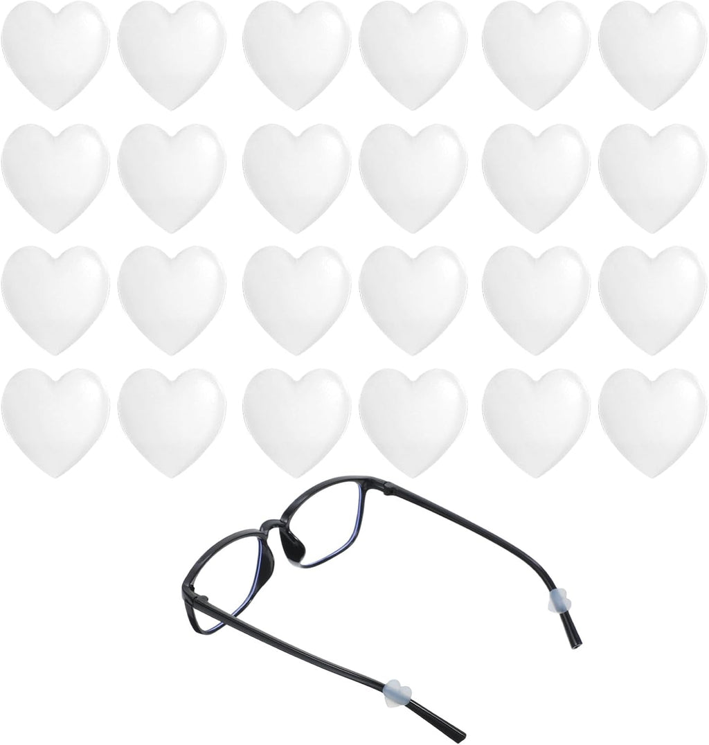 12 Pairs Heart Eyeglasses Ear Grips, White Anti Slip Eyewear Retainers Behind The Ear Hooks Holder, Soft Sunglasses Eyeglasses Stopper, Silicone Ears Hooks for Reading Glasses