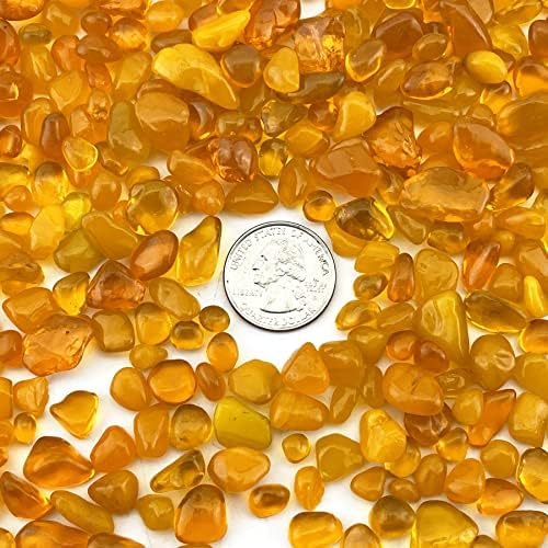 CYS EXCEL Aquarium Fish Tank Gravel (1 LB) Orange Glass Vase Filler for Fountain Succulent Plant Decorative Rock Pebble Stone Irregular Smooth Sea Glass