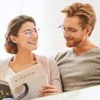 LJIMI Progressive Multifocus Presbyopic Reading Glasses Blue Light Blocking Half Frame Titanium Alloy No Line Multifocal UV Protection Computer Readers for Men and Women Eyeglasses Anti Glare Eyewear