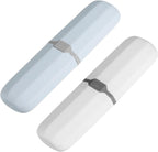 2pcs Travel Toothbrush Case White/Blue Portable Toothbrush Holder Plastic Toothbrush Organizer Storage Container Covers for Home Travel Business Camping