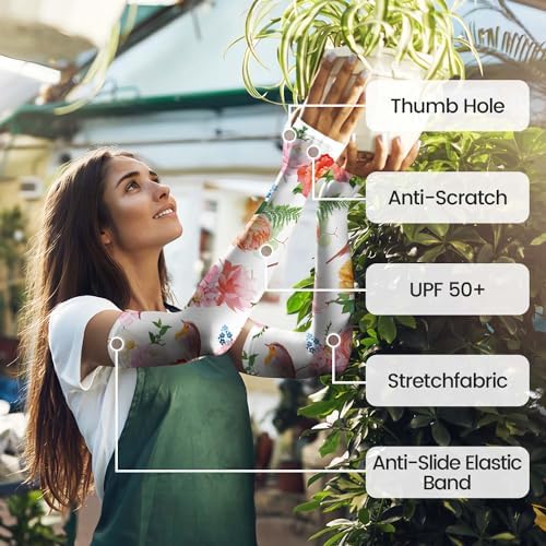 Gardening Sleeves Farm Sun Protection Arm Cooling Sleeves Thorn Proof Garden for Women Men with Thumb Hole