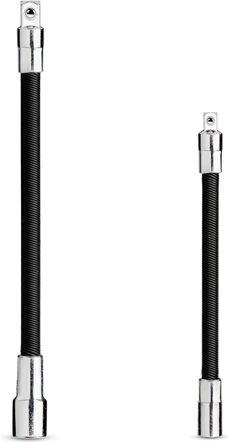 NEIKO 00239A Flexible Extension-Bar Set, 1/4-Inch and 3/8-Inch Drives, Flexible Socket Extension Bars, 2-Piece Set
