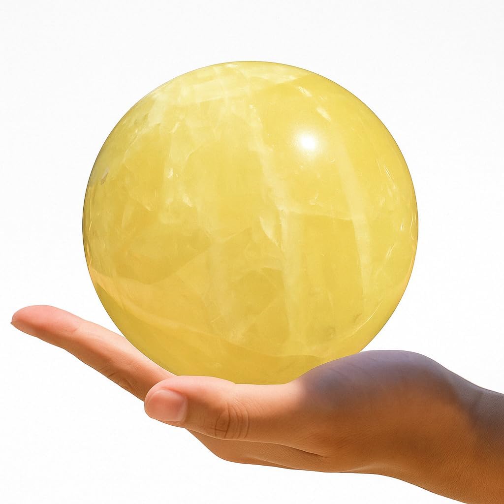 3-Inch Citrine Crystal Ball – Natural Healing Crystal Sphere for Abundance, Manifestation, Meditation, and Positive Energy Decor