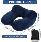 Sintuff 2 Pack Inflatable Travel Pillow for Airplanes Inflatable Neck Flight Pillows with Compact Bag and Blindfold for Traveling, Airplane, Train, Car, Office(Peacock Green and Blue)