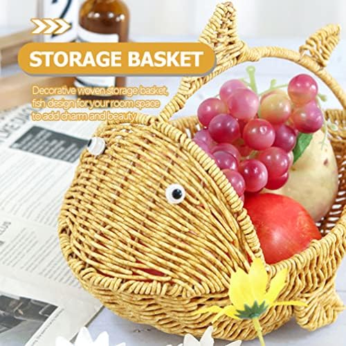 Zerodeko Cartoon Fish Storage Basket Rattan Serving Basket Restaurant Serving Woven Fruit Bakery Dessert Plastic Food Tray Household Egg Food Pp Multifunction