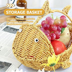 Zerodeko Cartoon Fish Storage Basket Rattan Serving Basket Restaurant Serving Woven Fruit Bakery Dessert Plastic Food Tray Household Egg Food Pp Multifunction