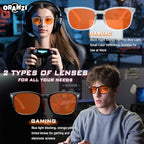 98.6% Blue Light Blocking Glasses for Computer & Gaming - Anti Harmful Blue Ray for Better Sleep, Amber Lenses Anti Fatigue & Eye Strain