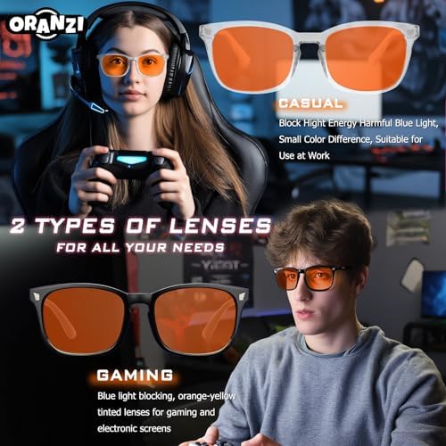 98.6% Blue Light Blocking Glasses for Computer & Gaming - Anti Harmful Blue Ray for Better Sleep, Amber Lenses Anti Fatigue & Eye Strain